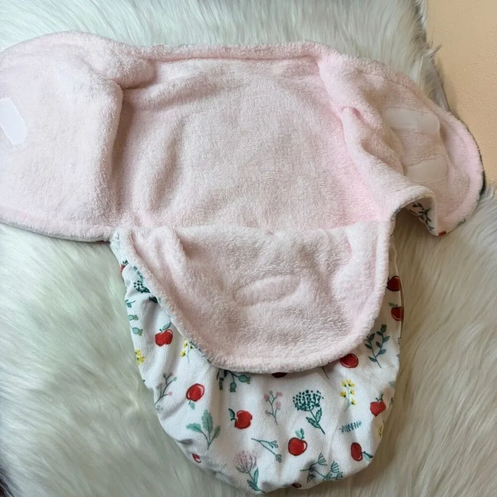 Blankets & Beyond Collection Swaddle Bag with Red Apple Print 0-3 Months